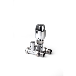 Plumbright 15mm Straight Chrome Thermostatic Radiator Valve & Lockshield TP15PACKSCP