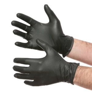 Grippaz Black Semi-Disposable Nitrile Grip Gloves Large (Pack of 50)