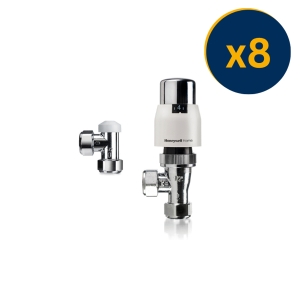 Honeywell Home Valencia Classic Angled Thermostatice Radiator Valve & Lockshield 15mm Pack 8 VTL200-15APK8
