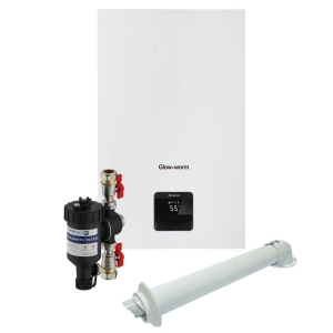 Glow-worm Micracom 24Kw Combi Boiler With Horizontal Flue and Plumbright Filter GWMICRA24KW+HF+FLT