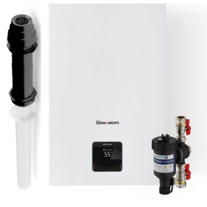 Glow-worm Micracom 28Kw Combi Boiler With Vertical Flue and Plumbright Filter GWMICRA28KW+VF+FLT