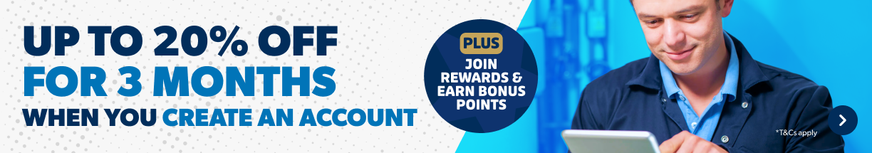 Up to 20% off for 3 months when you create an account. Plus join rewards and Earn bonus points. T&Cs apply. Find out more